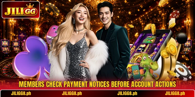Members check payment notices before account actions Members check payment notices before account actions