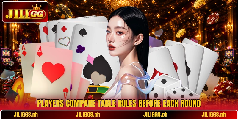 Players study Pusoy Victory before each card round