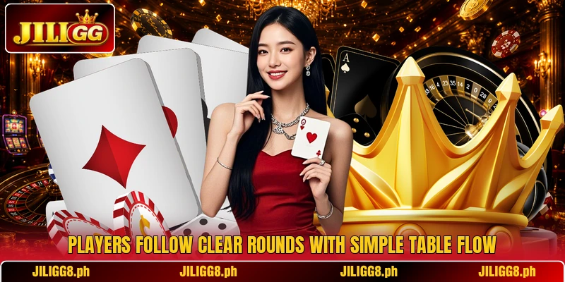 Players follow clear rounds with simple table flow