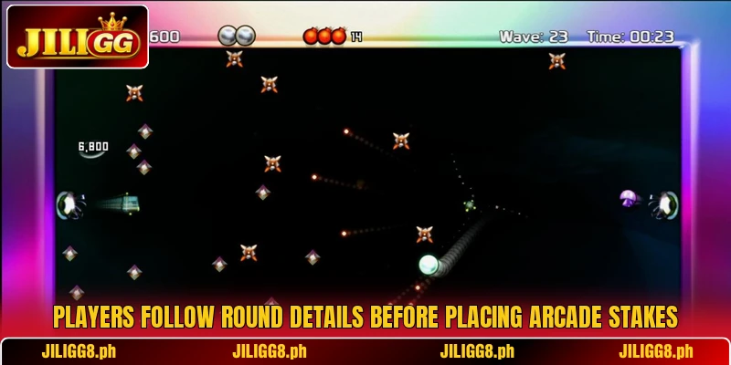 Players follow round details before placing arcade stakes