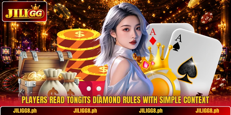Players read Tongits Diamond rules with simple context
