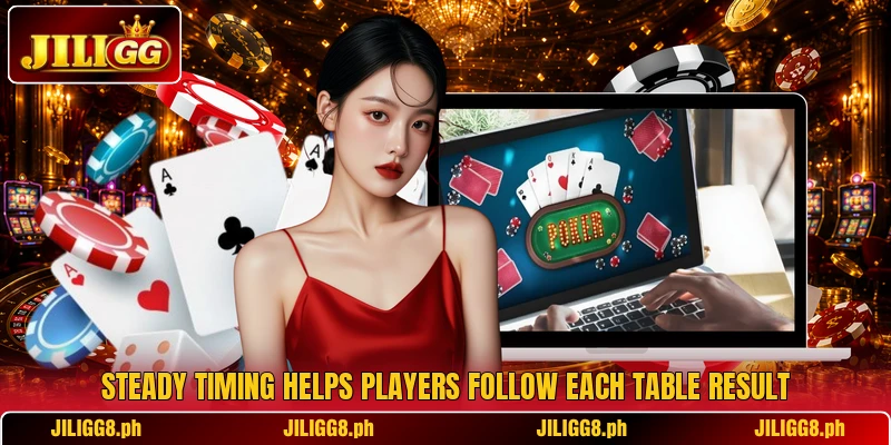 Steady timing helps players follow each table result